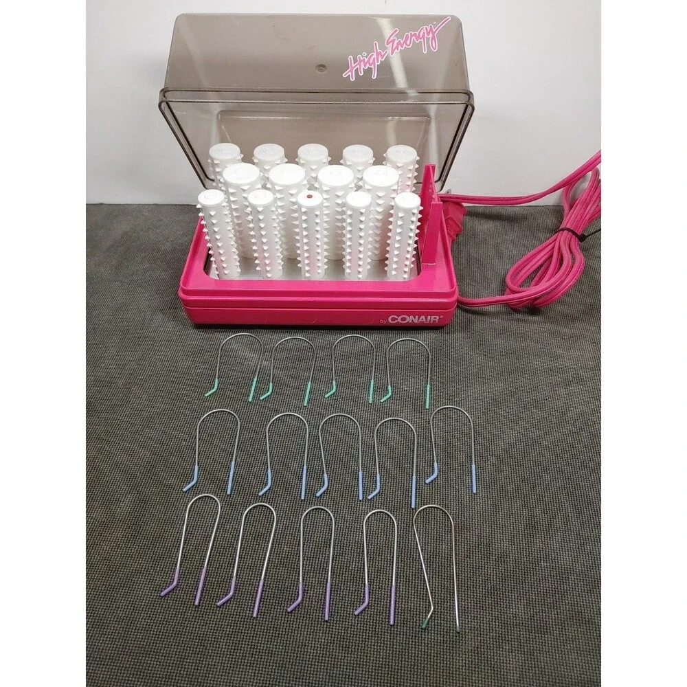 VTG CONAIR HOT ROLLERS HIGH ENERGY w/ Clips HOT PINK Beauty Pageant Model 401
